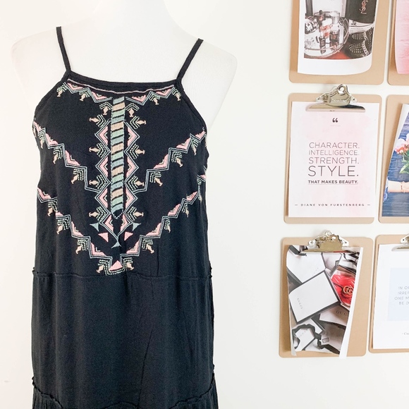 2/$25 Boho Me Front Embroidered Maxi Dress Small - Picture 3 of 7